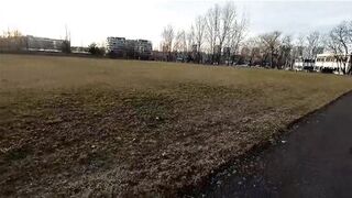 She pee through pants and flashing in a public park - 10 image