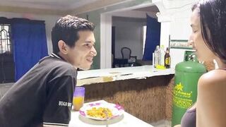 MY FRIEND LIKES TO SMOKE BEFORE ENTERING THE HOUSE AND POURING HIS CUM ON MY TITS