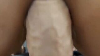 AMATEUR MILF rides the huge dildo