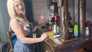 Bikerchick jerking me off while i finger her pussy leads to massive watery cumshot