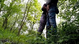 Sexy neighbor with a fat ass jerked me off in nature