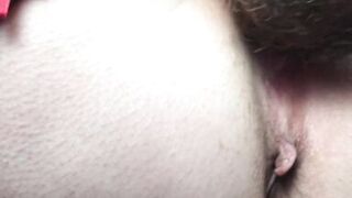 Insert your tongue into my vagina as deep as you can. Eating pussy and wife orgasm. Super close up.