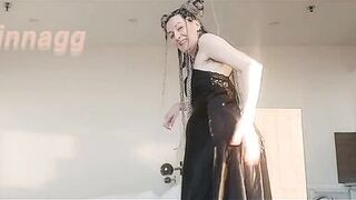 very hairy MILF GinnaGg erotically showcases hairy armpits and hairy pussy - 3 image