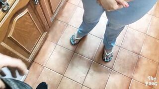 Stepmother and stepson share hot milk with morning cereal