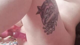 Petite obese altgirl orgasming with rabbit sex-toy, tattooed and pierced with lots of groaning