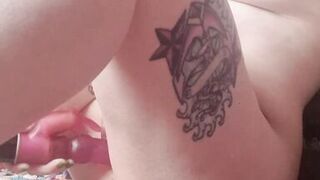 Petite obese altgirl orgasming with rabbit sex-toy, tattooed and pierced with lots of groaning