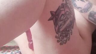 Petite obese altgirl orgasming with rabbit sex-toy, tattooed and pierced with lots of groaning