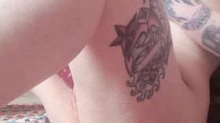 Petite obese altgirl orgasming with rabbit sex-toy, tattooed and pierced with lots of groaning