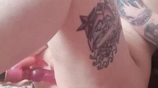 Petite obese altgirl orgasming with rabbit sex-toy, tattooed and pierced with lots of groaning