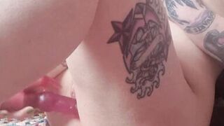 Petite obese altgirl orgasming with rabbit sex-toy, tattooed and pierced with lots of groaning