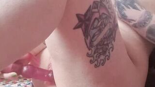 Petite obese altgirl orgasming with rabbit sex-toy, tattooed and pierced with lots of groaning