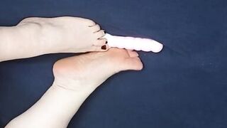 wish me to play with your toy as I give footjob to my owntoys????