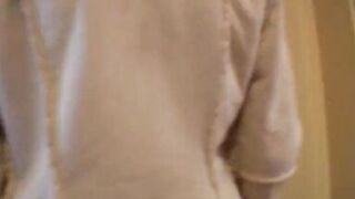 Super breasty German sweetheart stuffing anything in her hairless cum-hole