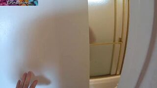Stepmom desires sex when that babe catches her stepson peeping on her stripped in the shower POV