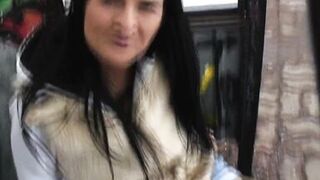 Wicked mother I'd like to fuck likes to engulf a stranger's cock outdoors