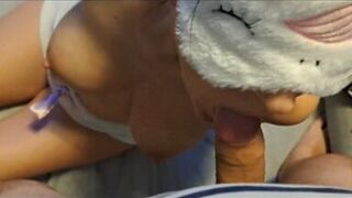 I engulf him lustfully and paw him until this guy fills my large boobs with cum