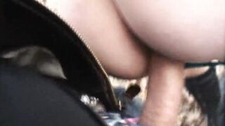 brunette hair mother I'd like to fuck likes to engulf a stranger's cock outdoors