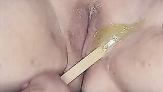 Waxing my snatch, up close look