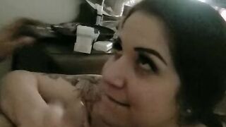 Ribald slut sucks a chubby cock