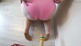 Large booty in pants doggy style. Aged big beautiful woman in hawt underware bonks with a sextoy in a spiked cock rubber. PAWG. Mother I'd Like To Fuck. Fetish. - 8 image