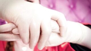 ASMR fetish clip: latex gloves fetish and oil - great soundings and close ups (Arya Grander) POV