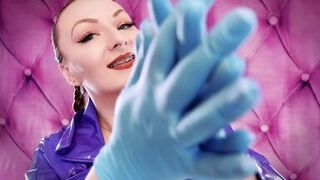 ASMR movie scene hawt sounding with Arya Grander - blue nitrile gloves fetish close up episode - 1 image