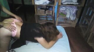 This Chab sucks me off and I fuck a wench in four with a pink strap