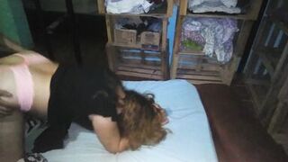 This Chab sucks me off and I fuck a wench in four with a pink strap