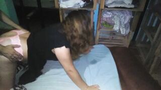 This Chab sucks me off and I fuck a wench in four with a pink strap