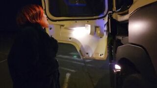 in exhib a truck driver surprises me and bonks my cunt and my a-hole