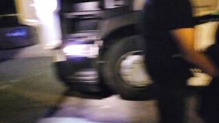 in exhib a truck driver surprises me and bonks my cunt and my a-hole
