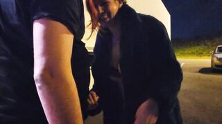 in exhib a truck driver surprises me and bonks my cunt and my a-hole