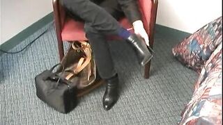 Excited golden-haired mama shows her sex skills