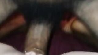 Dark man plays with white bawdy cleft and jism pie