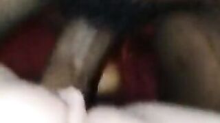 Dark man plays with white bawdy cleft and jism pie