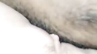 Dark man plays with white bawdy cleft and jism pie