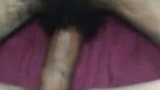 Dark man plays with white bawdy cleft and jism pie