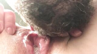 Her swollen creamy cunt is delicious. Eating a puffy aroused pussy. Extreme close-up.