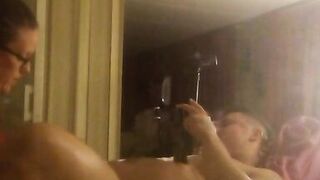 Real Amateur Milf Sucking and Jerking Off Guy Until He Explodes On Himself and Her Own Hands