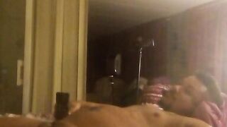 Real Amateur Milf Sucking and Jerking Off Guy Until He Explodes On Himself and Her Own Hands