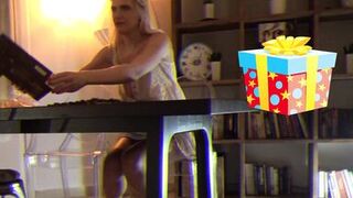 All Natural Wonderfully Beautiful Big Boobs Blonde Wife in Sexy White Summer Dress teases to seduce