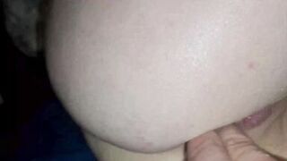 Horny milf with hot pussy enjoys a huge dildo while licking his asshole - extremely hot