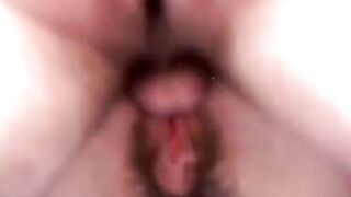 Slutty milf with hairy pussy wakes up her husband to have