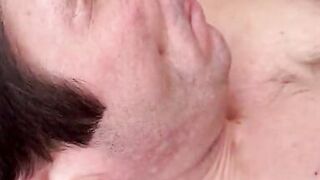 Slutty milf with hairy pussy wakes up her husband to have