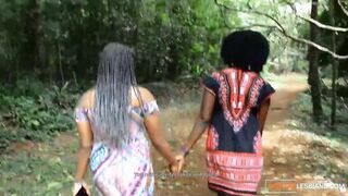 After Romantic Stroll In The Jungle Black Lesbians Snack On African Pussy - 2 image