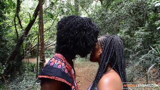 After Romantic Stroll In The Jungle Black Lesbians Snack On African Pussy - 3 image
