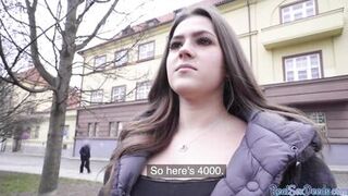 Busty MILF fucked for money by fake agent in POV doggy style