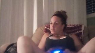 Milf Smoking Cigarettes Playing Video Games In Mini Dress