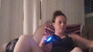 Milf Smoking Cigarettes Playing Video Games In Mini Dress - 4 image