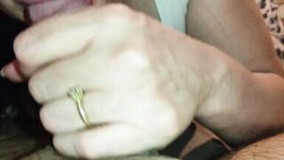 Blowjob CloseUp from a lustful Stepmom MILF - Amateur Cum in Mouth POV Sucking